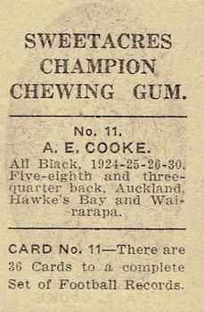 1930 Sweetacres Football Records #11 Albert Cooke Back